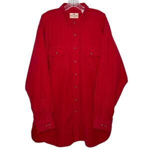 Vintage 80's EMS by Woolrich Red Cotton Button Shirt XL Long Made in USA